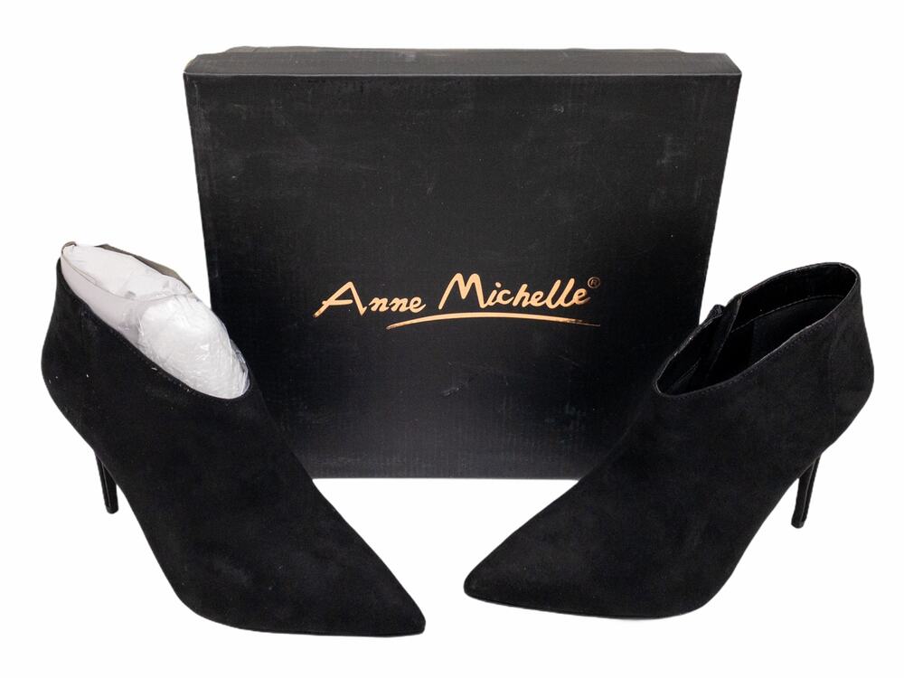 Anne Michelle Black Vegan Faux Suede Stiletto Ankle Bootie Women's 10